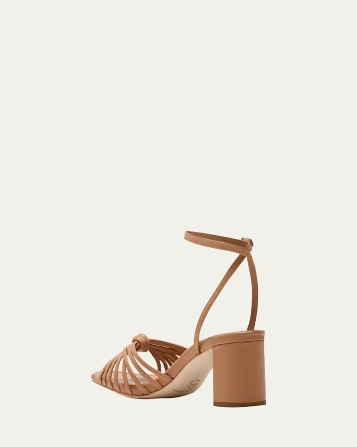 Olivia Leather Knot Block Heel Sandals - Image 2