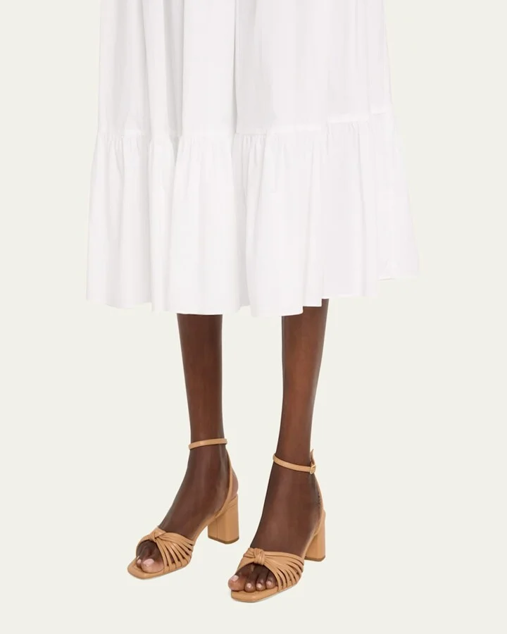 Olivia Leather Knot Block Heel Sandals - Image 11