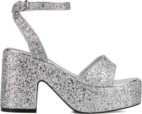 Olivia Miller Women's Capricorn Platform Heels - , BLACK GLITTER - Image 4