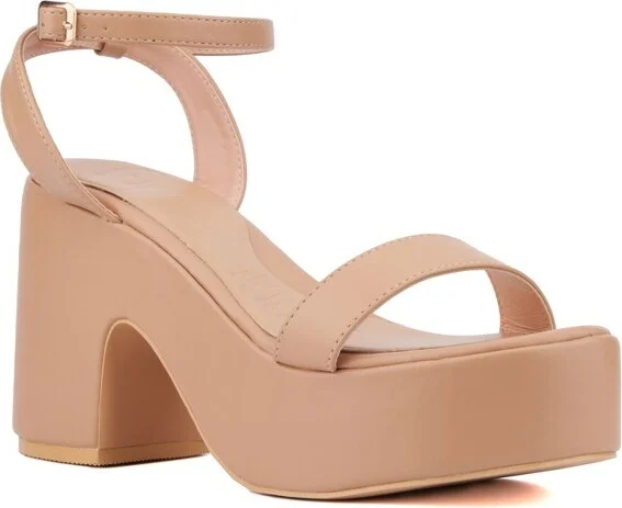 Olivia Miller Women's Charmer Platform Heel - NUDE,
