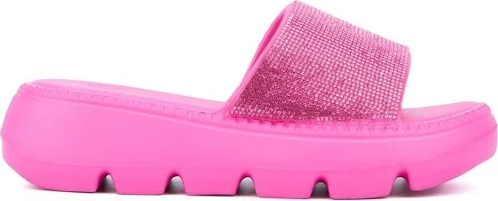 Olivia Miller Women's Glitter Gaze Slide Sandal - GREEN, - Image 3