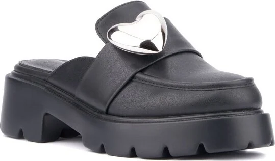 Olivia Miller Women's Heartless Platform Mule - BLACK,
