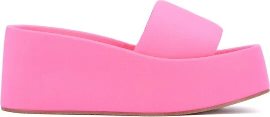 Olivia Miller Women's Uproar Wedge Sandal - NEON PINK, - Image 3