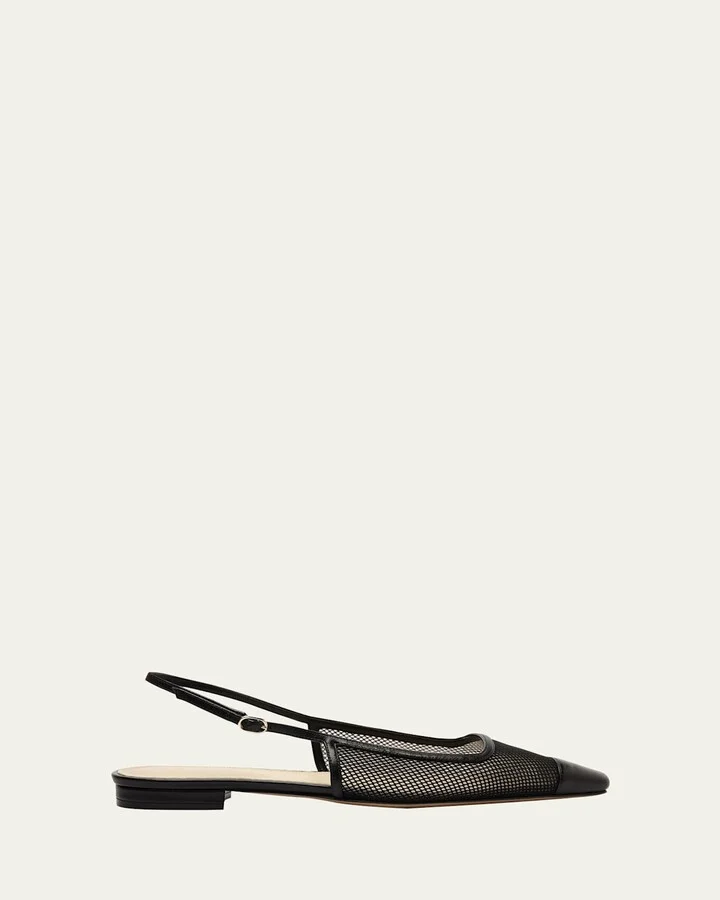Olivia Net Mesh Slingback Ballerina Flats