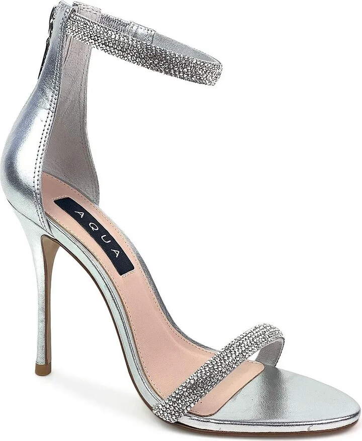 Olivia Womens Ankle Strap Rhinestone Heels