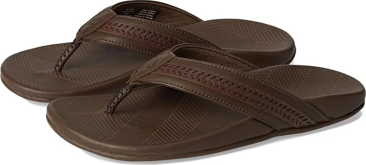 OluKai Aho - M Men's Sandals Dk Wood / Dk Wood : 9 D - Medium, Leather