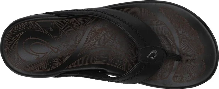 OluKai Hiapo Men's Sandals Lava Rock/Lava Rock : 7 D - Medium, Leather - Image 3