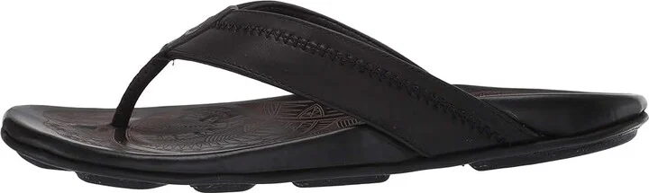 OluKai Hiapo Men's Sandals Lava Rock/Lava Rock : 7 D - Medium, Leather - Image 7