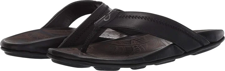 OluKai Hiapo Men's Sandals Lava Rock/Lava Rock : 7 D - Medium, Leather