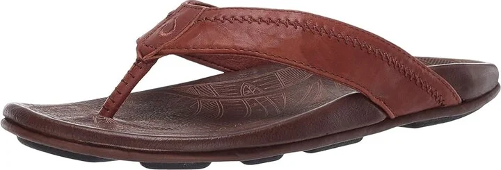 OluKai Hiapo Men's Sandals Rum/Dark Wood : 7 D - Medium, Leather - Image 2