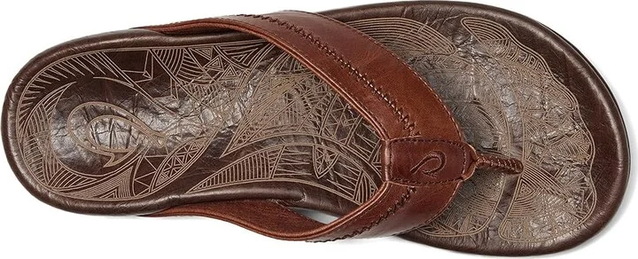 OluKai Hiapo Men's Sandals Rum/Dark Wood : 7 D - Medium, Leather - Image 3