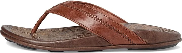 OluKai Hiapo Men's Sandals Rum/Dark Wood : 7 D - Medium, Leather - Image 7