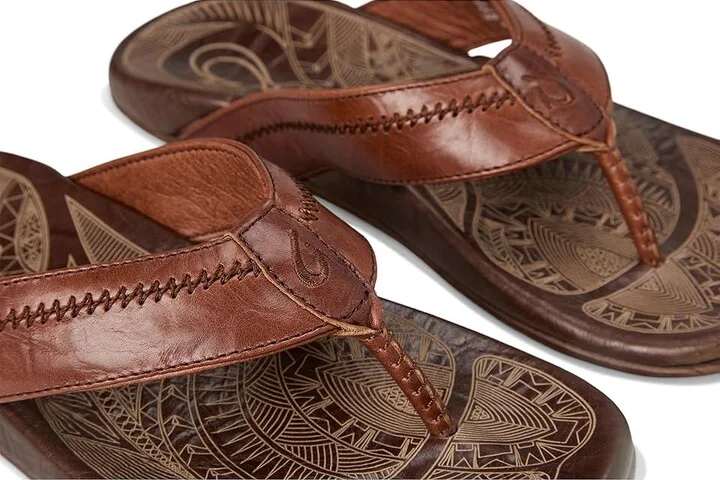 OluKai Hiapo Men's Sandals Rum/Dark Wood : 7 D - Medium, Leather - Image 8