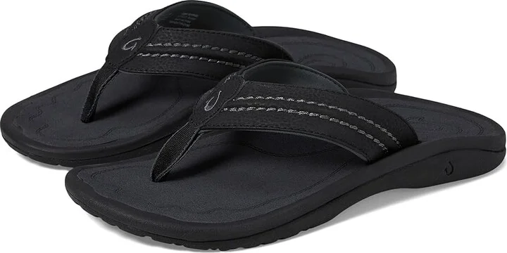 OluKai Hokua Men's Sandals Black/Dark Shadow : 7 D - Medium, Synthetic