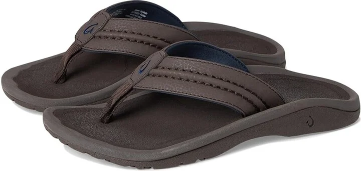 OluKai Hokua Men's Sandals Dark Wood/Dark Wood : 7 D - Medium, Synthetic