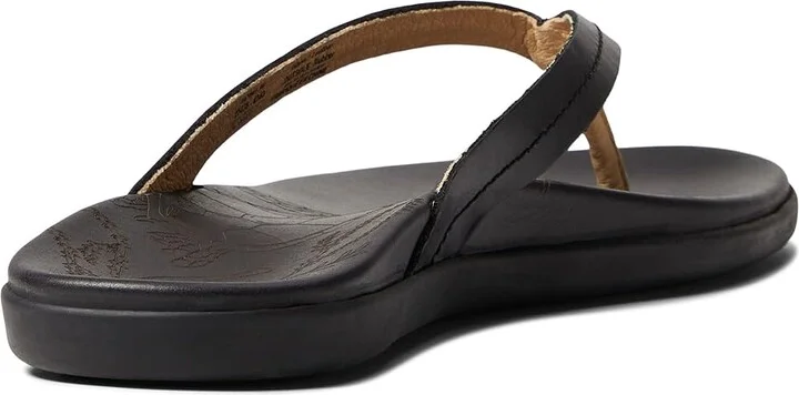 OluKai Honu Women's Shoes Black/Black : 5 B - Medium, Leather - Image 4