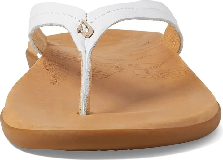 OluKai Honu Women's Shoes Bright White/Golden Sand : 5 B - Medium, Leather - Image 2