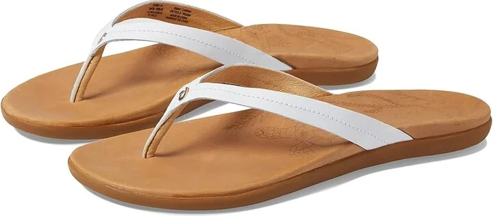 OluKai Honu Women's Shoes Bright White/Golden Sand : 5 B - Medium, Leather