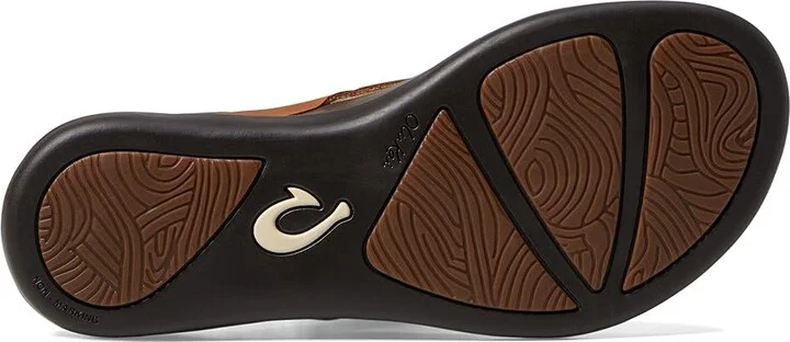 OluKai Ho'opio Leather Women's Sandals Sahara/Dark Java : 5 B - Medium, Leather/Synthetic - Image 4