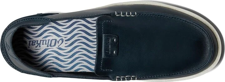 OluKai Kakaha Men's Shoes Lagoon/Lagoon : 10.5 D - Medium, Full Grain leather - Image 2