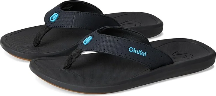 OluKai Ki'I Men's Sandals Lava Rock/Bold Blue : 9 D - Medium, Rubber