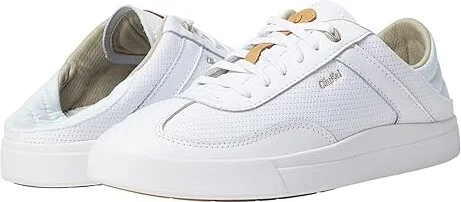 OluKai Kilea Women's Shoes White/White : 5 B - Medium, Leather/Textile