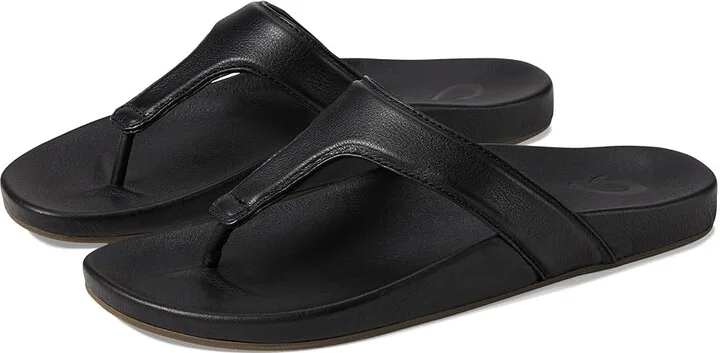 OluKai Kipe'A Lipi Sandal Women's Sandals Black/Black : 11 B - Medium, Leather/Rubber