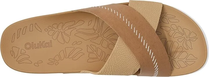 OluKai Kipe'A 'Olu Women's Sandals Warm Sand/Warm Sand : 8 B - Medium, Leather - Image 2