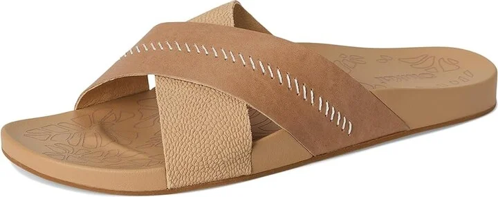 OluKai Kipe'A 'Olu Women's Sandals Warm Sand/Warm Sand : 8 B - Medium, Leather - Image 5