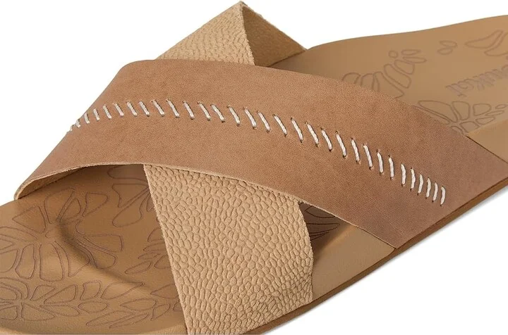 OluKai Kipe'A 'Olu Women's Sandals Warm Sand/Warm Sand : 8 B - Medium, Leather - Image 7