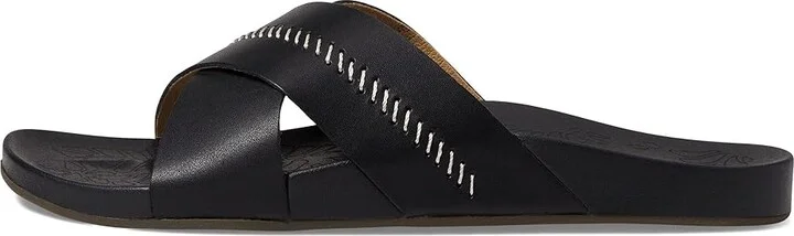 OluKai Kipea'a 'Olu Women's Sandals Black/Black : 6 B - Medium, Leather - Image 5