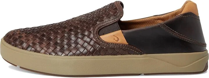 OluKai Lae'ahi Lauhala Men's Shoes Dark Wood/Dark Wood : 7 D - Medium, Leather - Image 6