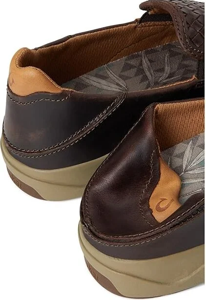 OluKai Lae'ahi Lauhala Men's Shoes Dark Wood/Dark Wood : 7 D - Medium, Leather - Image 7