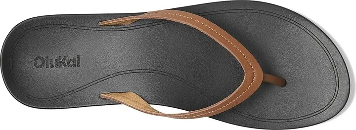 OluKai Lalahi Women's Sandals Tan/Lava Rock : 8 B - Medium, Leather - Image 2