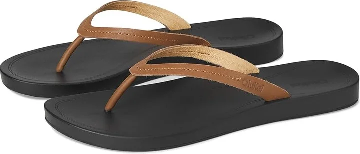 OluKai Lalahi Women's Sandals Tan/Lava Rock : 8 B - Medium, Leather