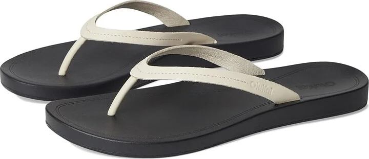 OluKai Lalahi Women's Sandals Tapa/Lava Rock : 8 B - Medium, Leather