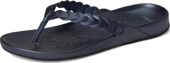 OluKai Lei Women's Sandals Mood Indigo/Mood Indigo : 8 B - Medium, Leather - Image 5
