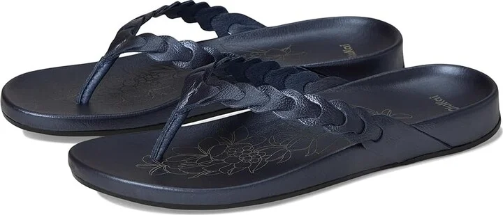 OluKai Lei Women's Sandals Mood Indigo/Mood Indigo : 8 B - Medium, Leather