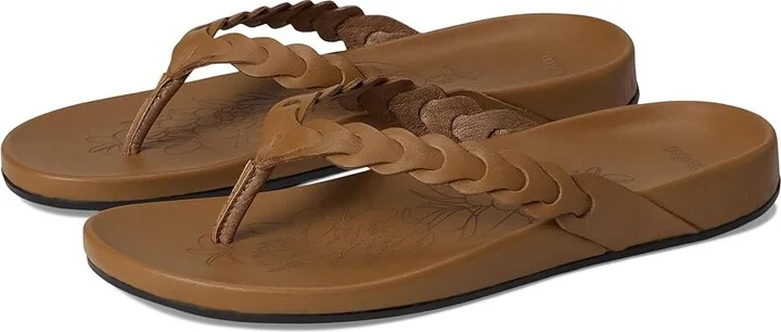 OluKai Lei Women's Sandals Tan/Tan : 8 B - Medium, Leather