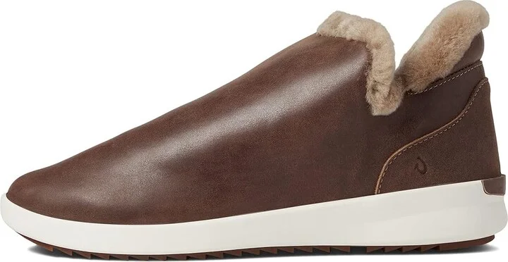OluKai Malua Hulu Women's Shoes Warm Taupe/Off-White : 6.5 B - Medium, Suede - Image 6