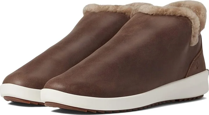 OluKai Malua Hulu Women's Shoes Warm Taupe/Off-White : 6.5 B - Medium, Suede