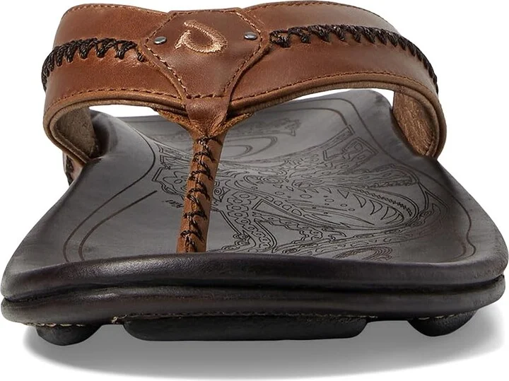 OluKai Mea Ola Men's Sandals Tan/Dark Java : 7 D - Medium, Leather - Image 3