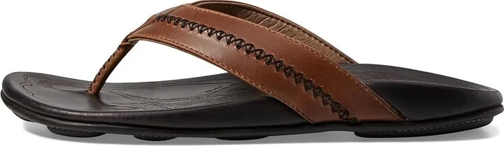 OluKai Mea Ola Men's Sandals Tan/Dark Java : 7 D - Medium, Leather - Image 7