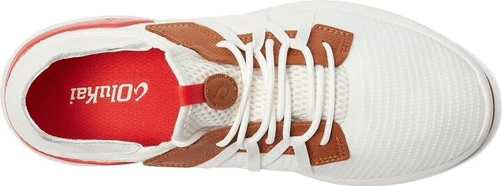 OluKai Mio Li Men's Shoes Bright White/Red Lava : 7 D - Medium, Textile - Image 2