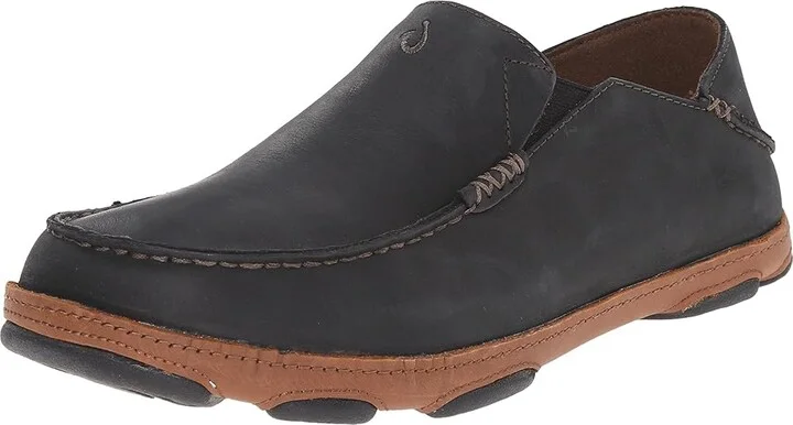 OluKai Moloa Men's Slip on Shoes Black : 7 D - Medium, Leather - Image 2
