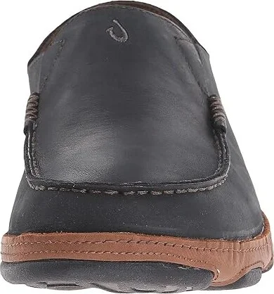 OluKai Moloa Men's Slip on Shoes Black : 7 D - Medium, Leather - Image 6