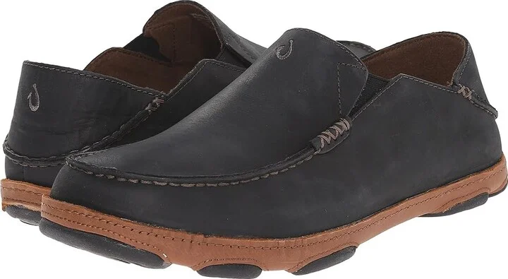 OluKai Moloa Men's Slip on Shoes Black : 7 D - Medium, Leather