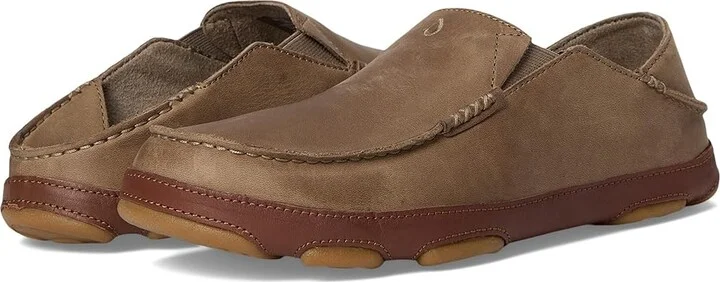 OluKai Moloa Men's Slip on Shoes Clay/Toffee : 11.5 D - Medium, Leather