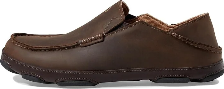 OluKai Moloa Men's Slip on Shoes Dark Wood/Dark Java : 10 D - Medium, Leather - Image 7