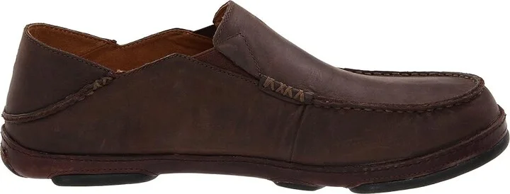 OluKai Moloa Men's Slip on Shoes Dark Wood/Dark Java : 10 D - Medium, Leather - Image 8